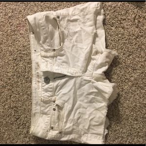 White jean shorts. American eagle. Slightly ripped